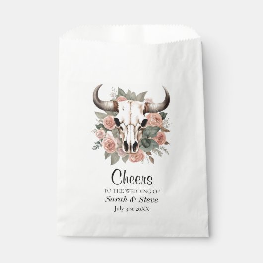 Western Boho Kuh Bläschen Schädelsage Hochzeit Geschenktütchen (Vorderseite)