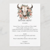 Western Boho Kuh Bläschen Schädelsage Hochzeit Menükarte (Vorderseite)