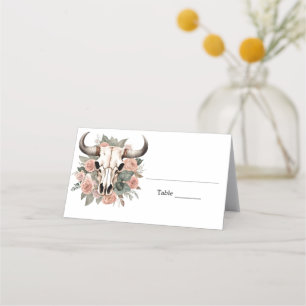Western Boho Kuh Bläschen Schädelsage Hochzeit Platzkarte
