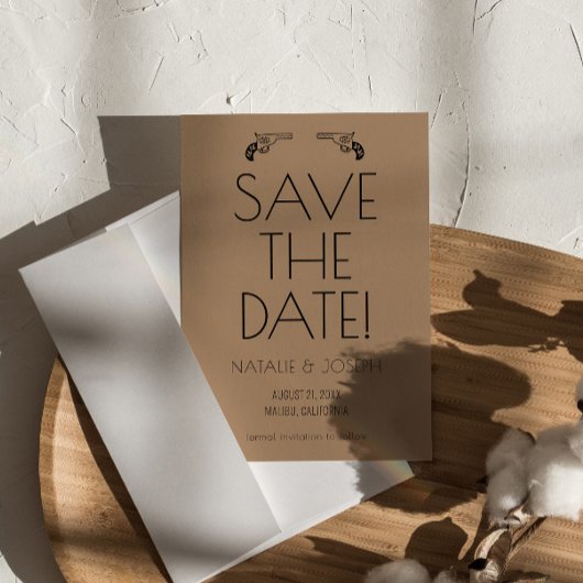 Western Boho Kuh Boys Guns Moderne West Wedding Save The Date