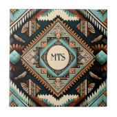 Western Boho Mustermonogramm-Initialen Fliese (Vorderseite)