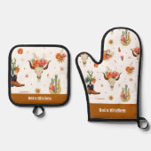 Western Boho Ofenhandschuh & Topflappen-Set (Vorderseite)