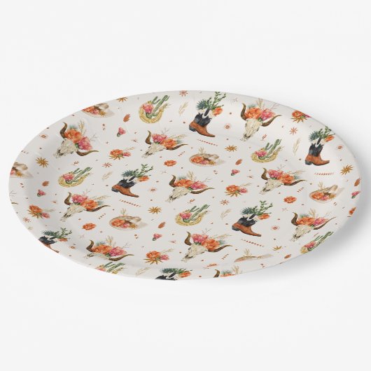 Western Boho Pappteller (Schrägansicht)