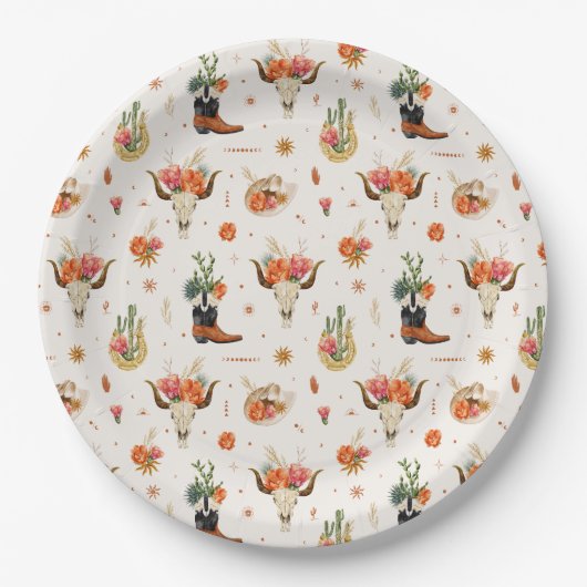 Western Boho Pappteller (Vorderseite)