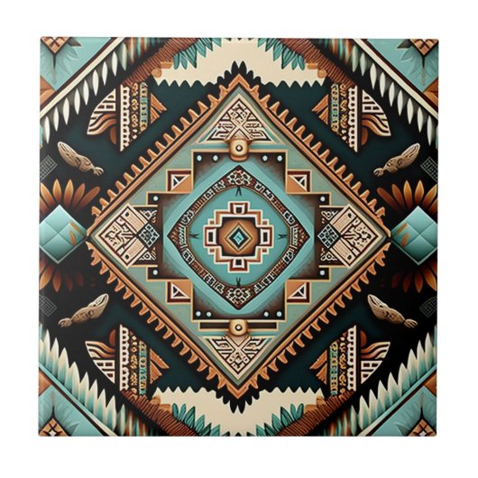 Western Boho Pattern Fliese (Vorderseite)
