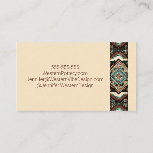Western Boho Pattern Visitenkarte (Rückseite)