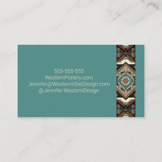 Western Boho Pattern Visitenkarte (Rückseite)