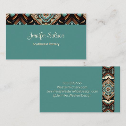 Western Boho Pattern Visitenkarte (Vorne/Hinten)