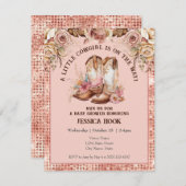Western Boho Pink Floral Cowgirl Babydusche Einladung (Vorne/Hinten)