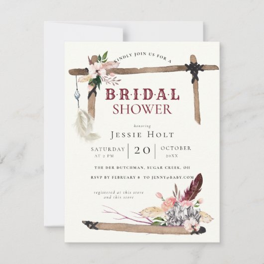 Western Boho Style2 Brautparty Einladung (Vorderseite)