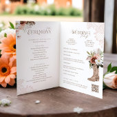 Western Boho Watercolor Floral Cowboy BootssWeddin Programm