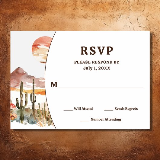 Western Boho Wedding RSVP Karte