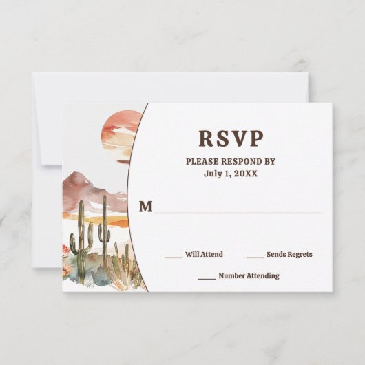 Western Boho Wedding RSVP Karte (Vorderseite)