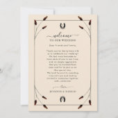 Western Boho Wedding Welcome Card mit Tour Einladung (Vorderseite)