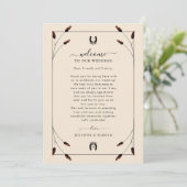 Western Boho Wedding Welcome Card mit Tour Einladung (Stehend Vorderseite)