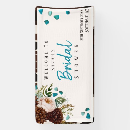 Western Boho Wildblume Türkis Banner (Vertikal)