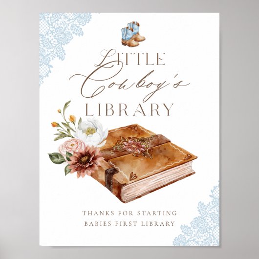 Western Books for Baby Little Cowboy's Library Poster (Vorne)
