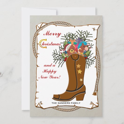Western Boot Christmas Card Feiertagskarte (Vorderseite)