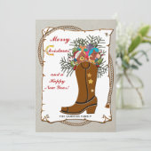 Western Boot Christmas Card Feiertagskarte (Stehend Vorderseite)