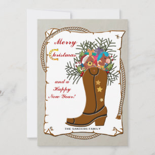Western Boot Christmas Card Feiertagskarte