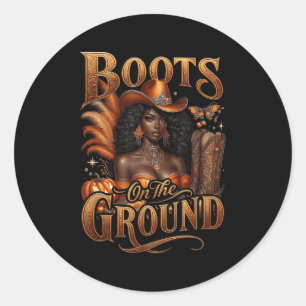 Western Boot Halloween Cowgirl Stiefel auf dem Bod Runder Aufkleber