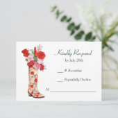 Western Boot-Rote Rosen Hochfahren von RSVP Karte (Stehend Vorderseite)