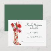 Western Boot-Rote Rosen Hochfahren von RSVP Karte (Vorne/Hinten)