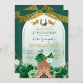Western Boot Spanish Emerald Green Quinceañera Einladung (Vorne/Hinten)