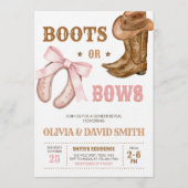 Western Boots and Bows Gender Reveal Einladung (Vorderseite)