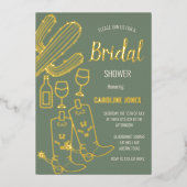 Western Boots Bubbly Boho Gold Foil Brautparty Folieneinladung (Vorderseite)