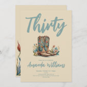 Western Boots Floral 30. Geburtstag Einladung (Vorne/Hinten)