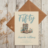Western Boots Floral Fiftieth Birthday Einladung