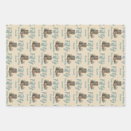 Western Boots Floral Fiftieth Birthday Geschenkpapier Set