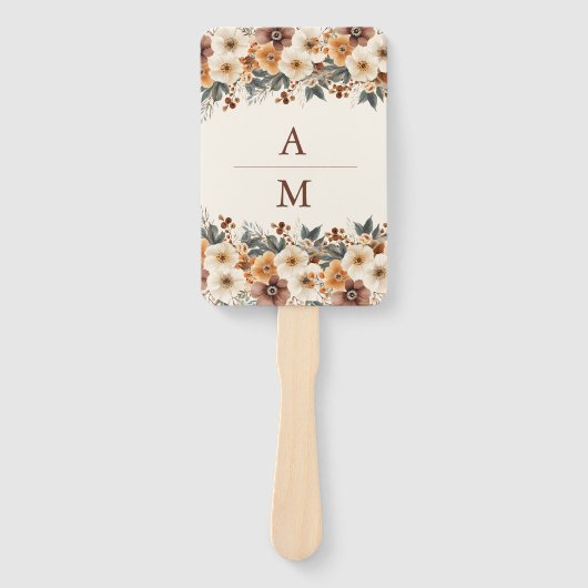 Western Boots Floral Terracotta Hochzeit Fächer (Vorderseite)