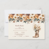 Western Boots Floral Terracotta Hochzeit RSVP Karte (Vorderseite)