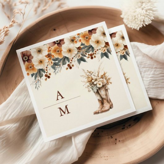 Western Boots Floral Terracotta Hochzeit Serviette