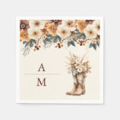 Western Boots Floral Terracotta Hochzeit Serviette (Vorderseite)