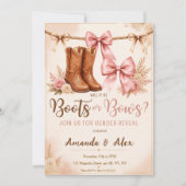 Western Boots oder Bows Geschlechterenthüllungs-Ei Einladung (Vorderseite)