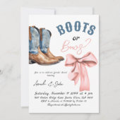 Western Boots or Bows He or She Gender Reveal Einladung (Vorderseite)