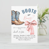 Western Boots or Bows He or She Gender Reveal Einladung (Stehend Vorderseite)