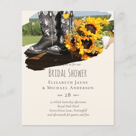 Western Boots Sonnenblumen Rustikale Hochzeit (Vorderseite)