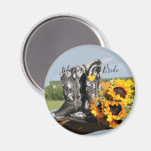 Western Boots Sonnenblumen Rustikale Hochzeit Magnet (Vorderseite/Rückseite)