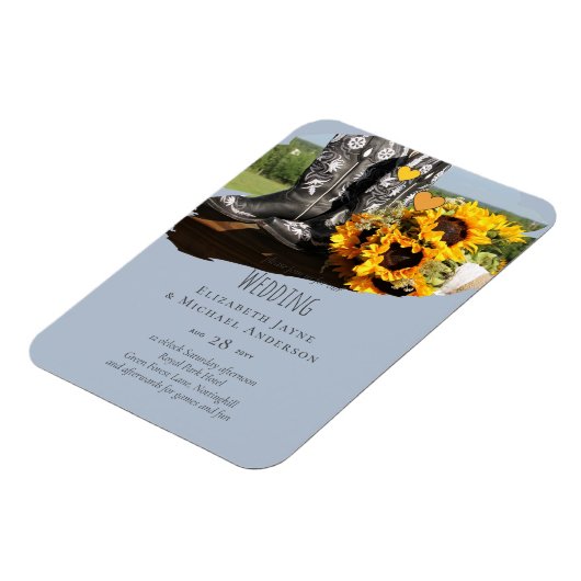 Western Boots Sonnenblumen Rustikale Hochzeit Magnet (Linke Seite)