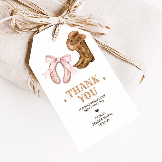 Western Boots und Schleifen Geschlecht Enthüllung Geschenkanhänger
