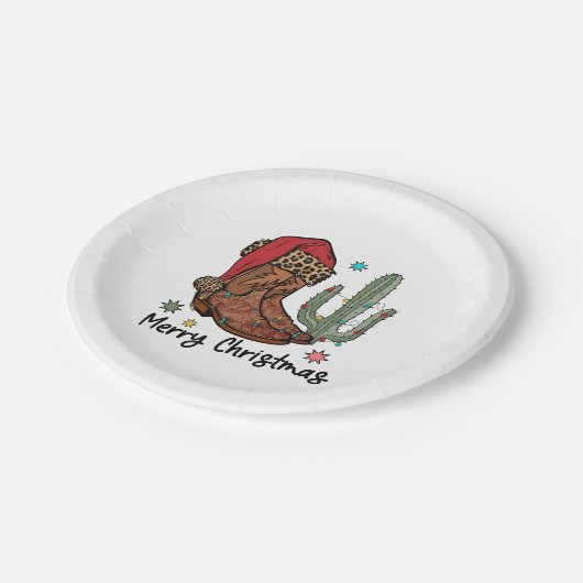 Western Boots Weihnachtsstiefel Weihnachten Weihna Pappteller (Schrägansicht)