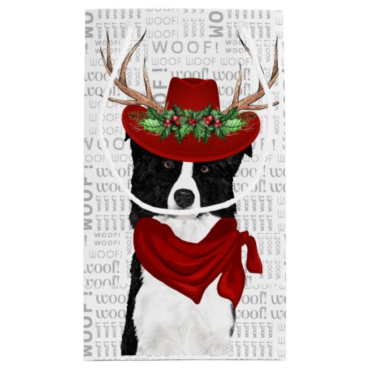 Western Border Collie Christmas Dog Kleine Geschenktüte (Rückseite)