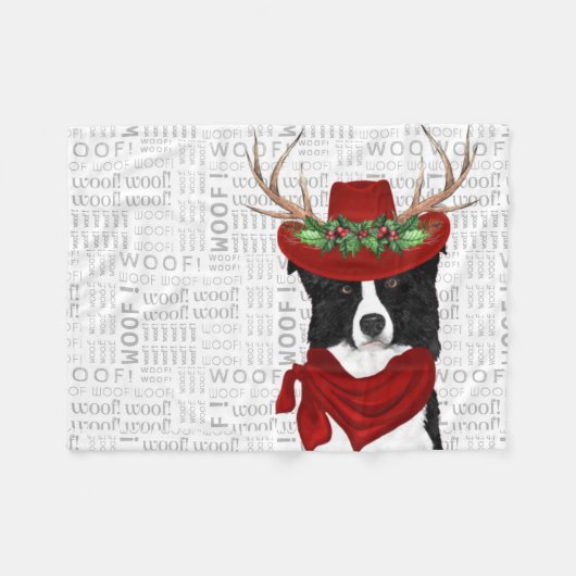 Western Border Collie Lover's Christmas Fleecedecke (Vorderseite (Horizontal))