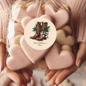 Western Bow & Boots Christmas  Runder Aufkleber