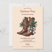 Western Bow & Boots Weihnachten Einladung (Vorderseite)