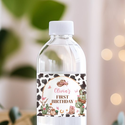 Western Bows Pink Cowgirl Geburtstag Wasserflaschenetikett